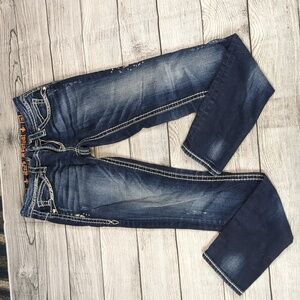 Rock revival distressed jewels may skinny jeans size 26